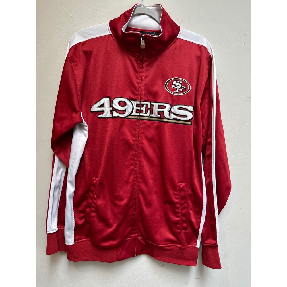 NFL San Francisco 49ers Track Jacket Mens L Red Full Zip Embroidered